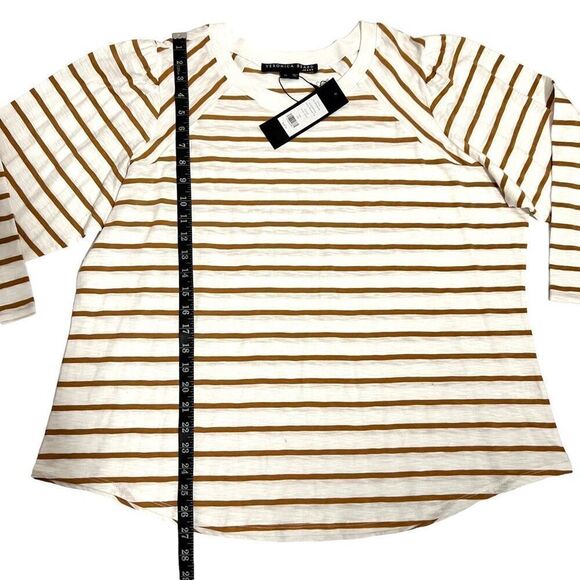Veronica Beard Striped 3/4 Sleeve 3XLarge White & Orange Top Shirt - Picture 7 of 9